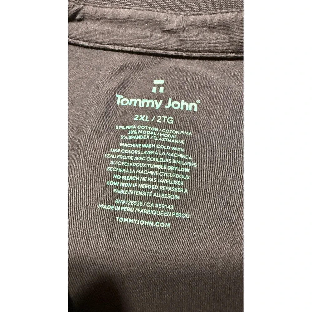 Tommy John Mens 2XL Second Skin Polo Shirt Navy Blue Pima Cotton Modal Stretch